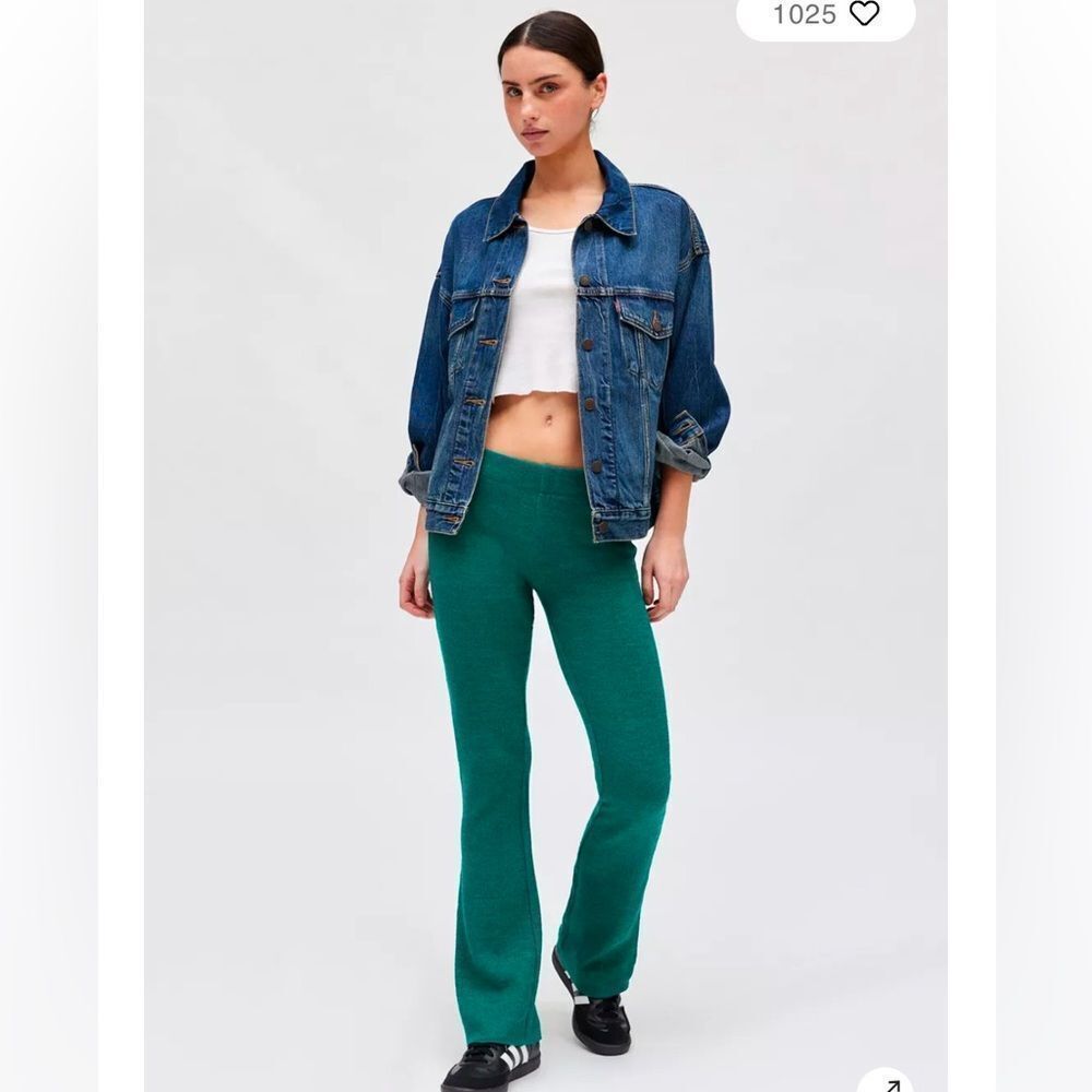 Urban Outfitters Farrah Knit Kick Flare Pant Green Medium New